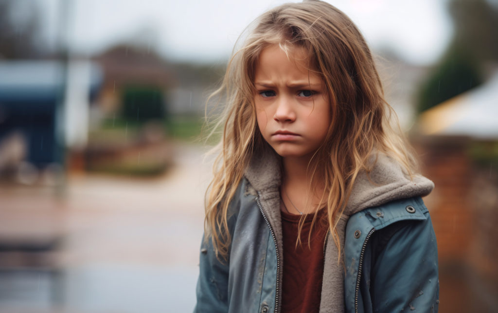 close up sad kid